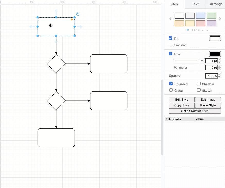 Example of a flowchart in the Draw.io browser app